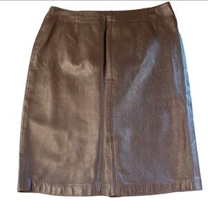 Vintage (sz 13) sz 2-4 brown leather pencil skirt